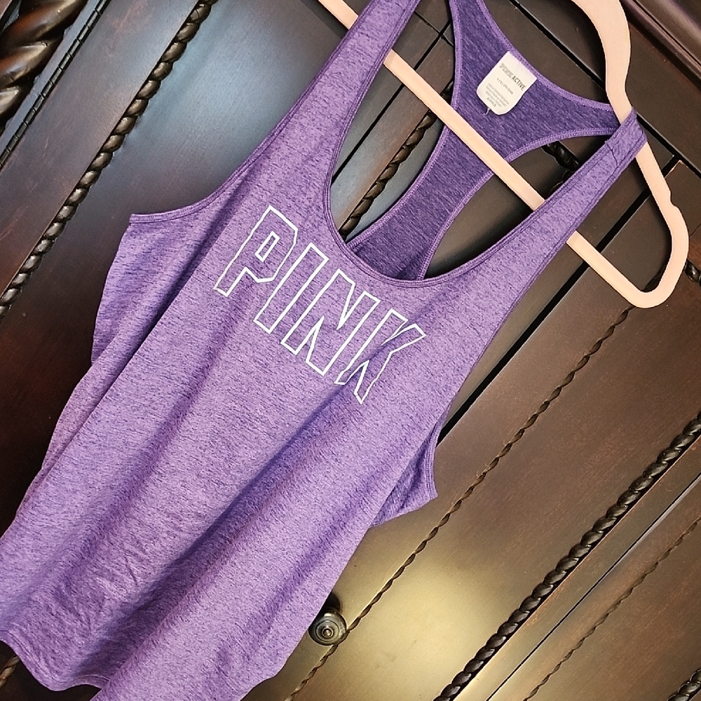 PINK Victoria's Secret Heather Purple Racerback Tank with Logo